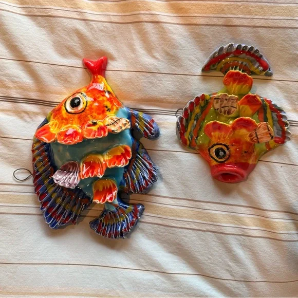 Set of 3 Vintage Italian Ceramic Fish - MCM Wall Art